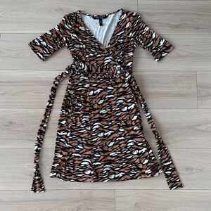 Diane Von Furstenberg Brown and Black Patterned Midi Dress